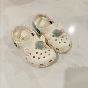 CROCS Kids Unicorn Clogs 9C - White and Pastel